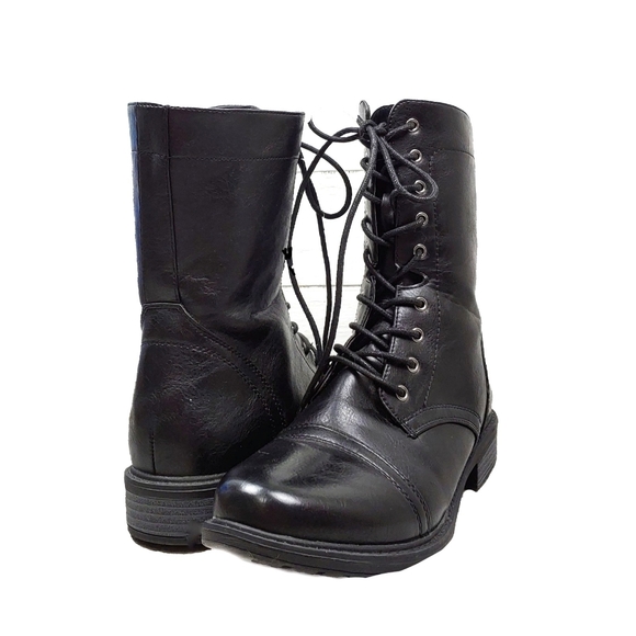 Pierre Dumas Shoes - Pierre Dumas Womens 9 Black Lace Up Calf High Combat Boots